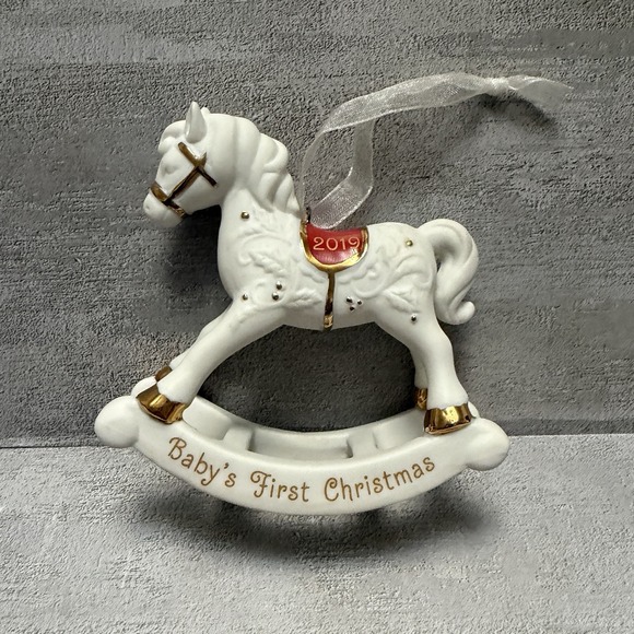 Hallmark Other - Hallmark Keepsake 2019 Baby's First Christmas Rocking‎ Horse Porcelain Ornament